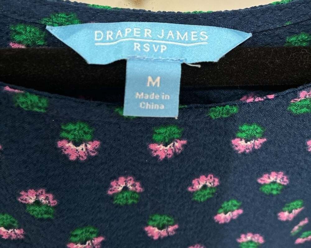 Draper James RSVP Navy Floral Print Side Button Tank Top